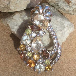 Exotic Gemstones Kokopelli .925 Pendant Andalusite Sunstone Orange Garnet